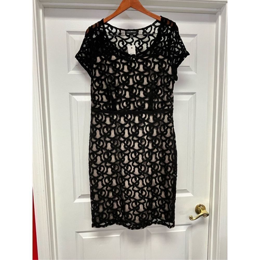 Lane Bryant Black Lace Overlay Little Black Dress sz 14 NWT